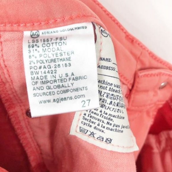 AG The Prima Crop Coral Mid-Rise Cigarette Pant 27 - Picture 6 of 7